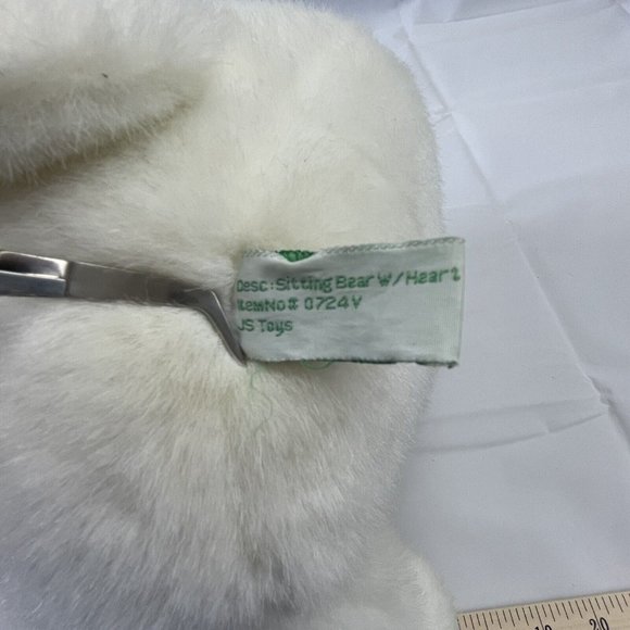 JS Toys White Teddy Bear 12" Plush Embroidered I Love You Paws Stuffed Animal - Picture 7 of 8